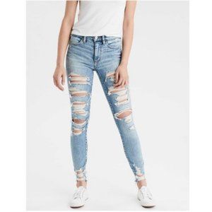 CLEARANCE AE Stretch Light Wash Ripped Jeans